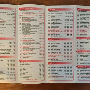 Menu, side 1