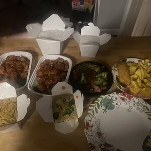General Tso &apos;s Chicken, Orange Chicken, Beef with Beef W. Broccoli, Crabmeat Rangoon, Roast Pork Egg Roll, Chicken Lo Mein