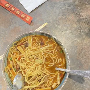 Roasted beef noodles soup