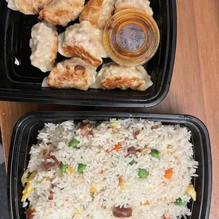Pot Stickers, Sausage Fried Rice
