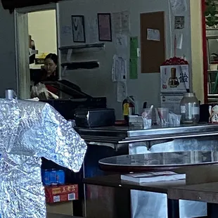 maskless staff in kitchen