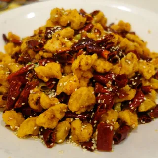 Deep-Fried Chicken Cube with Dried Chili Pepper