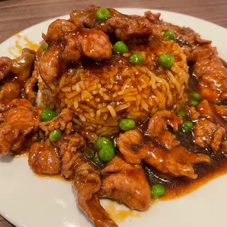 Rice with Flavored Beef on the Top