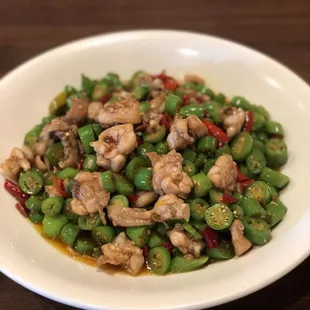 Frog with Green and Red Pepper