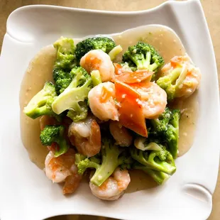 Chinese food take out:Shrimp with vegetable