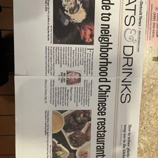 a menu for a restaurant