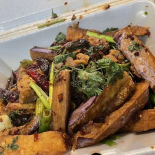 Sezchuan Spicy Fried Eggplant Sticks