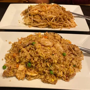 two plates of chinese food