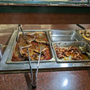 At 7:30pm the buffet was half empty and was not replenished.