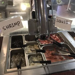 This is part of the Mongolian buffet! You pick out the Rob protein and raw vegetables and they stir fried up for you!