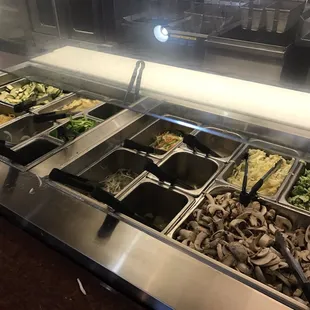 This is the vegetable side of the Mongolian barbecue buffet!