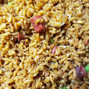 a close up of rice and vegetables