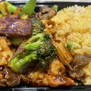 Lunch special happy family and fried rice.