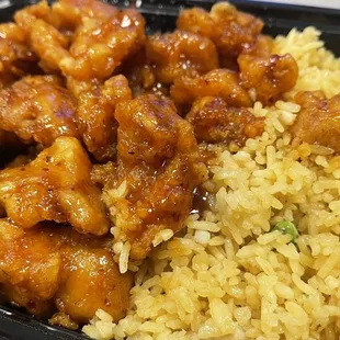 General's chicken and fried rice.