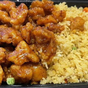 General's chicken and fried rice.