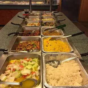 a buffet of food