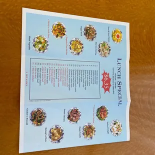 a menu on a table