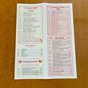 a menu on a table