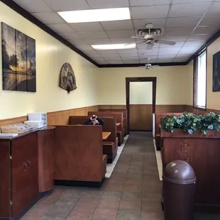 the inside of a restaurant