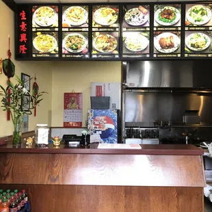 the counter and menus