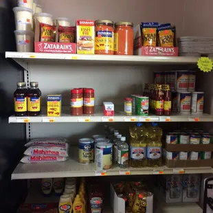 shelves of food