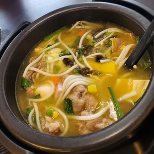 The final pickled pepper broth with fatty beef noodle soup - Very good!