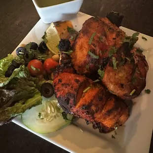 Tandoori chicken with chutney