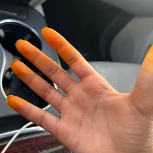 Orange Fingers even after a proper wash.