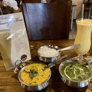 Date night with myself! Navratan korma was  Pairing with Palak Paneer was perfect. A little sweet + a little salty.