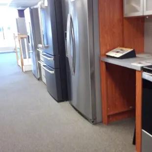 Refrigerators in showroom