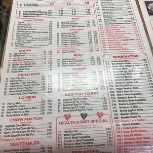 The menu