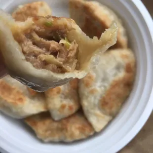a plate of dumplings