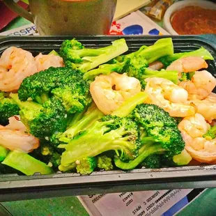 Shrimp Broccoli with Onion Fried Rice