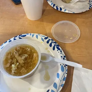 a bowl of soup on a plate