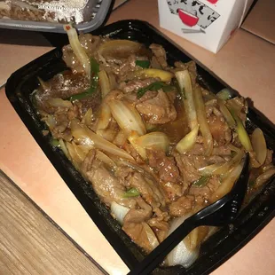 My soupy Mongolian beef.