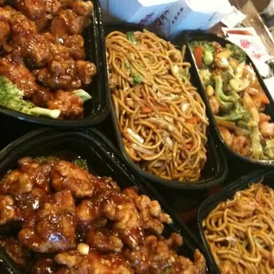 a variety of asian food