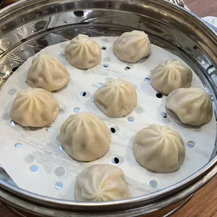 steamed dumplings in a steamer