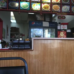 the front counter and menu