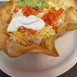 Beef or chicken taco salad