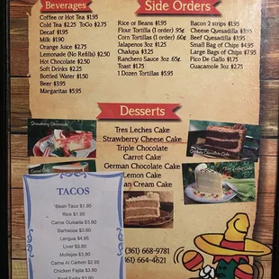 a menu for a mexican restaurant