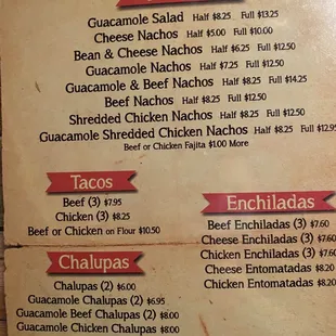 menu