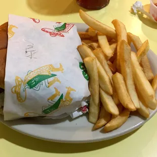 Double meat double cheese with fries...