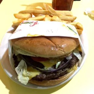 Double meat double cheese with fries...