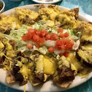 Beef and chicken nachos...