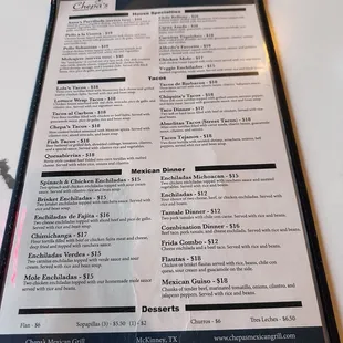 menu