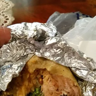 a hand holding a burrito