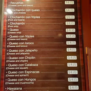 a menu for a mexican restaurant