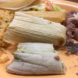This is the before I devoured the three tamales plate - the after is pure emptiness.