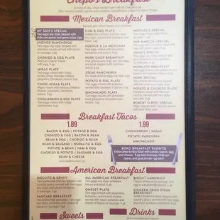 the menu