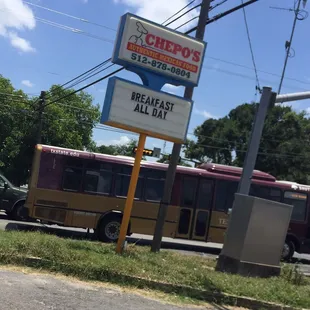 The sign out front